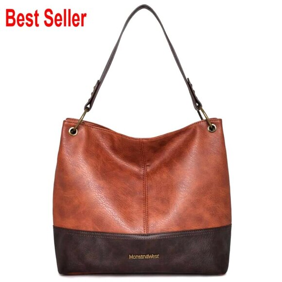 Handbags - Hobo Bag with Vegan Leather and Zipper Closure for Women